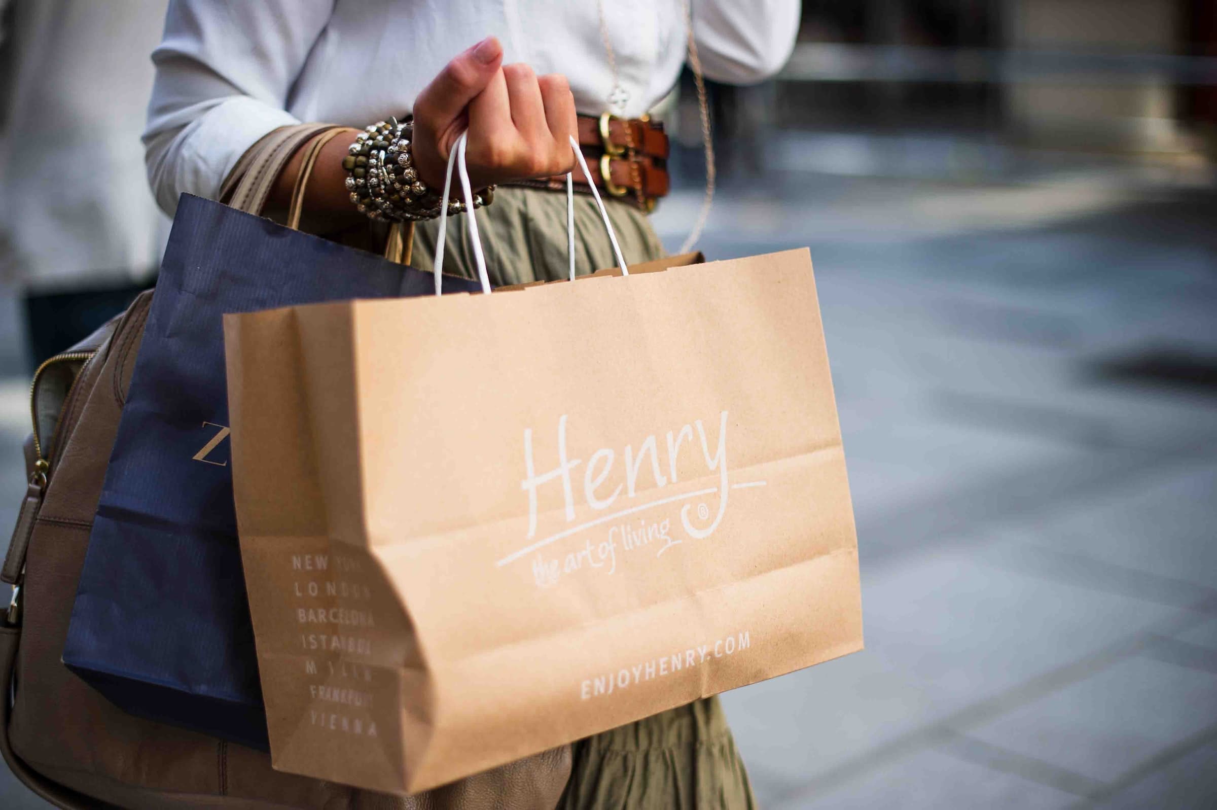 Woman holding paper bags