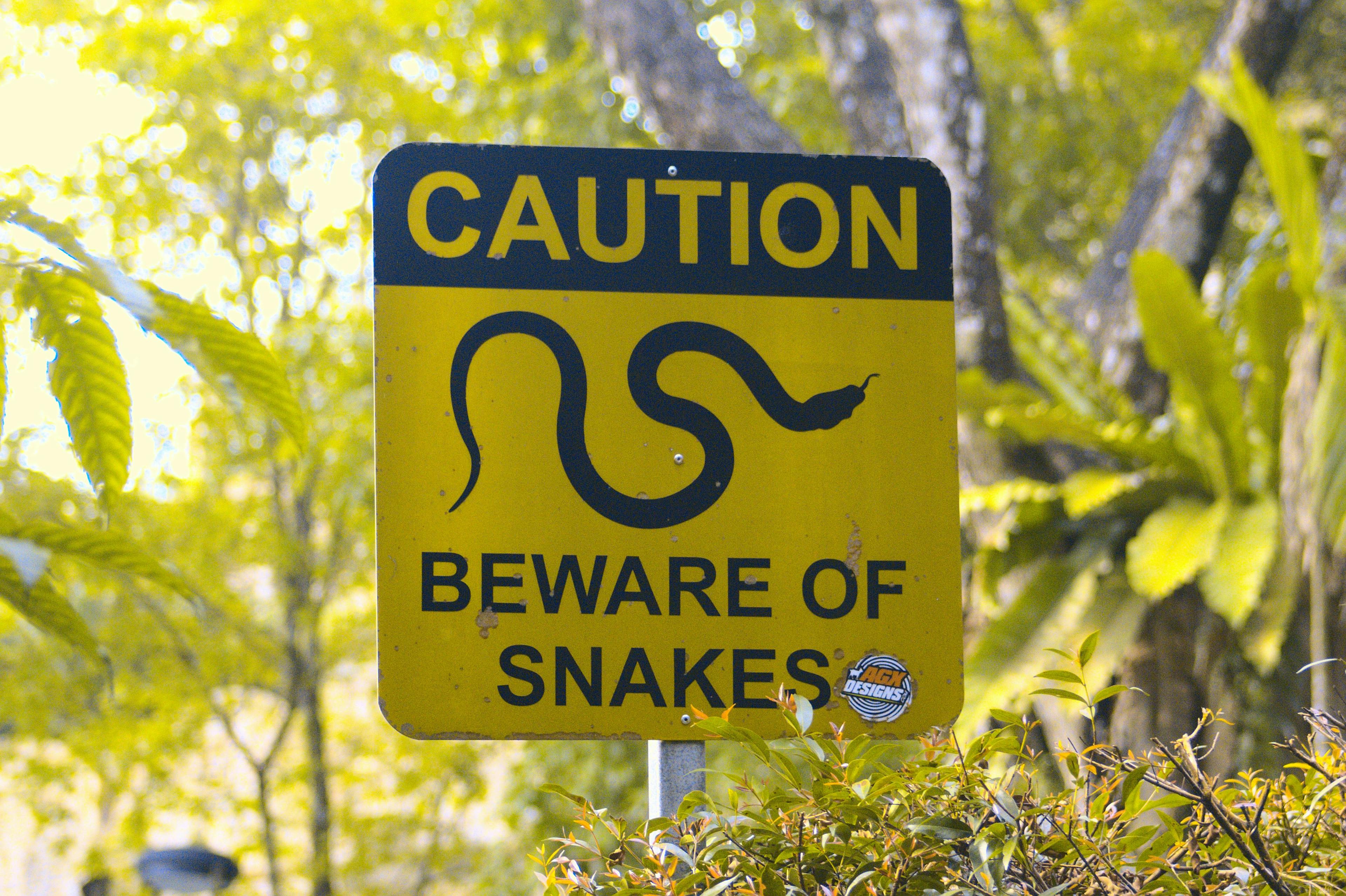Beware of Snakes caution sign
